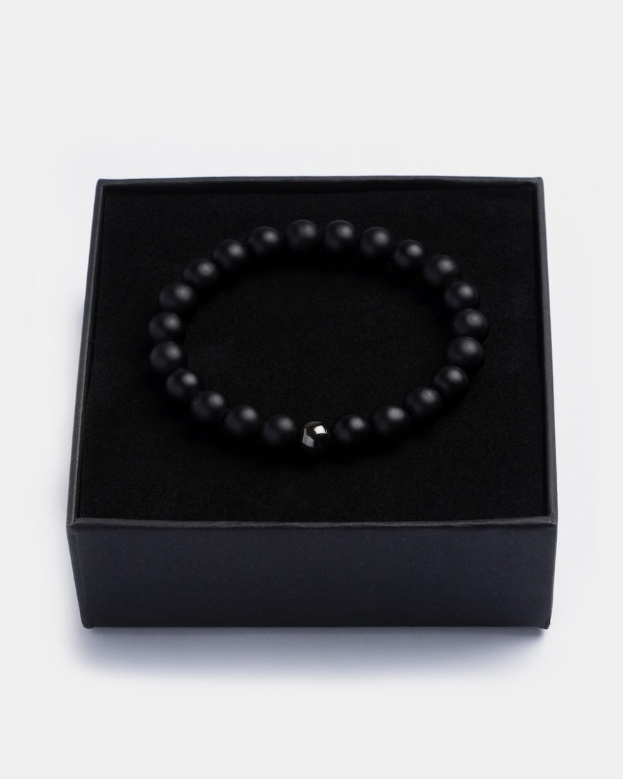 Black Beaded Onyx Bracelet in Giftbox