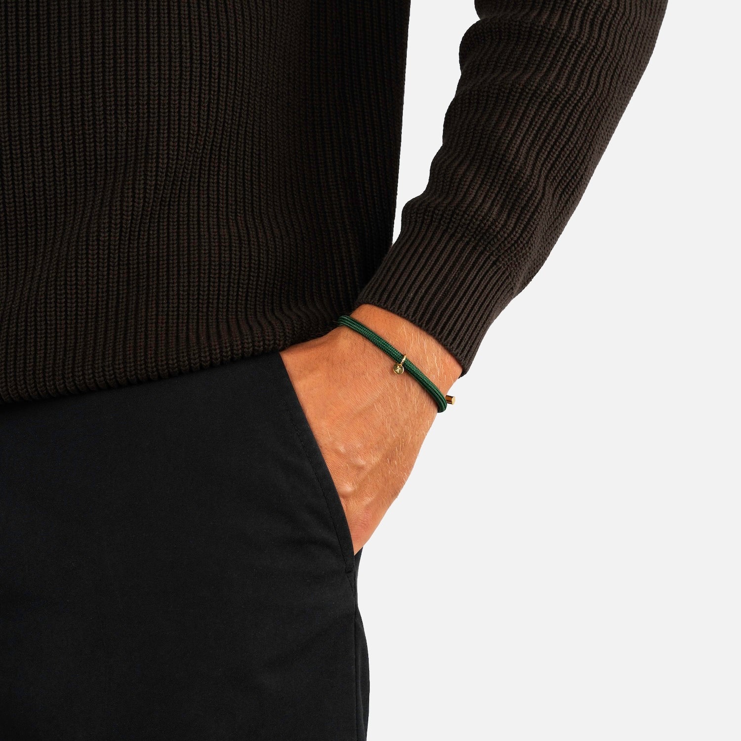 Nylon rope bracelet in green for men