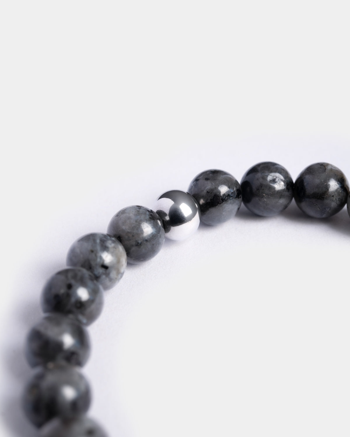 Grey beaded labradorite bracelet made in Italy