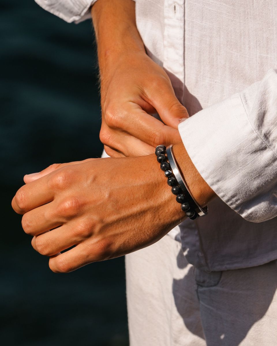 Silver cuff bracelet for men alton