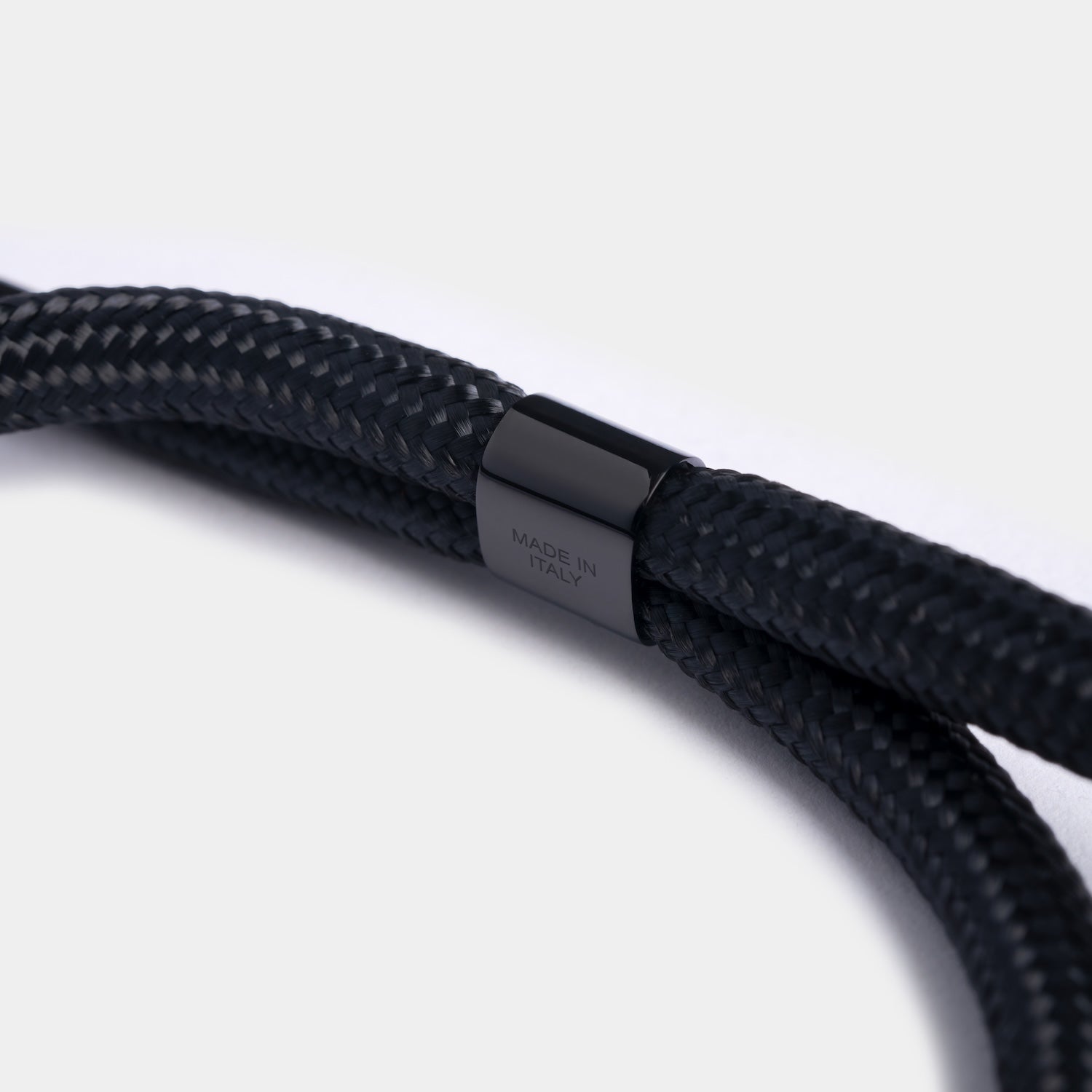 Black nylon rope bracelet with PVD fully made in Italy