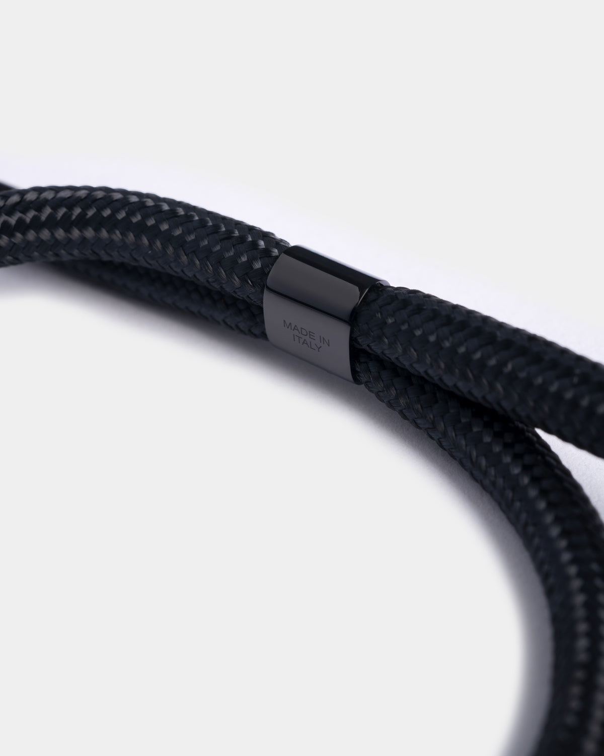 Black nylon rope bracelet with PVD fully made in Italy