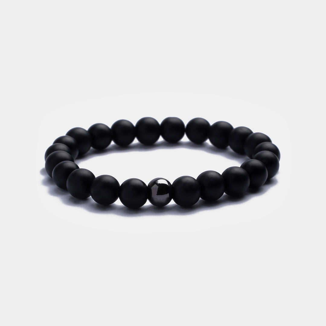 Black Beaded Bracelet for Men