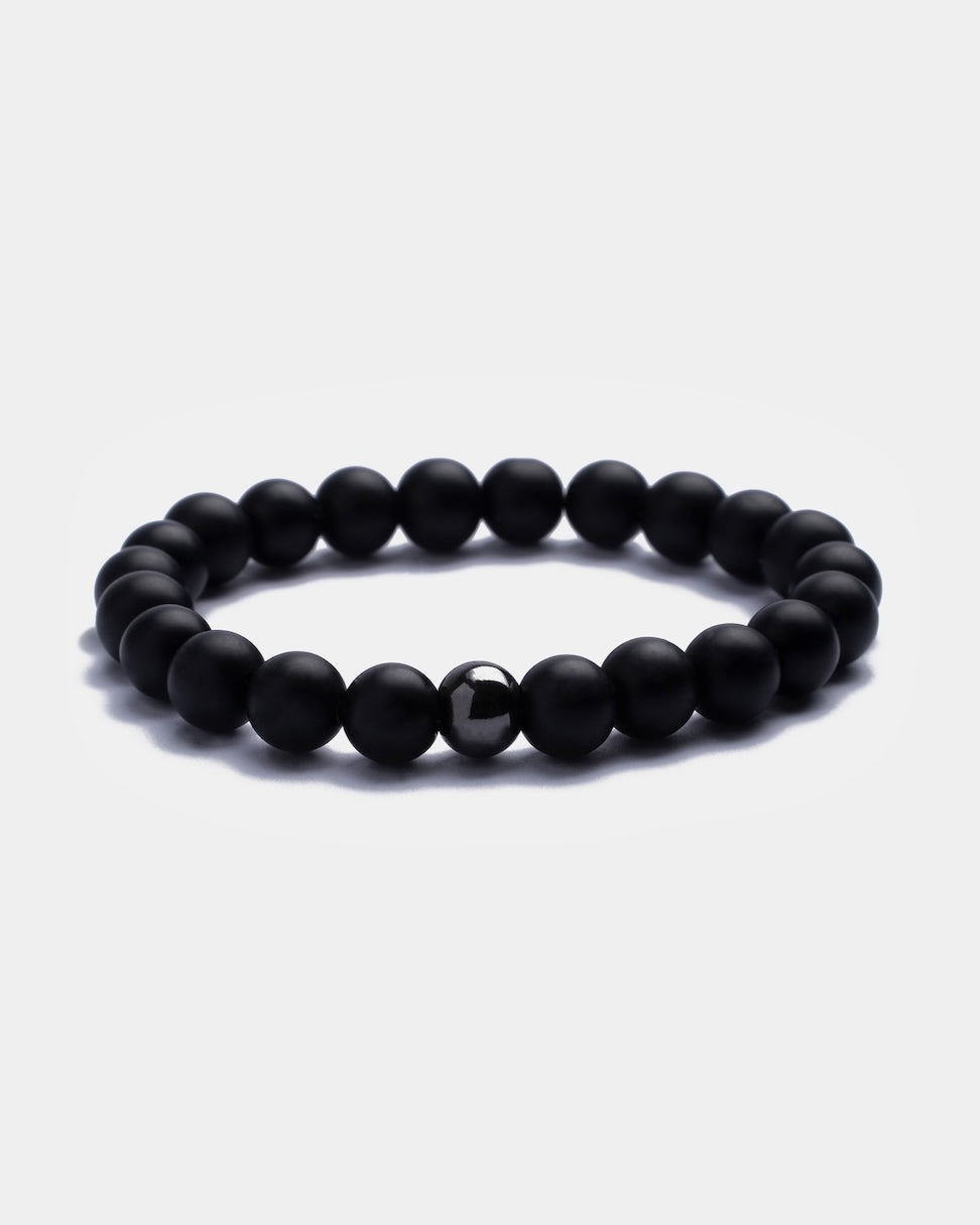 Black Beaded Bracelet for Men