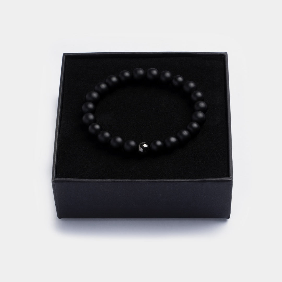 Black Beaded Onyx Bracelet in Giftbox