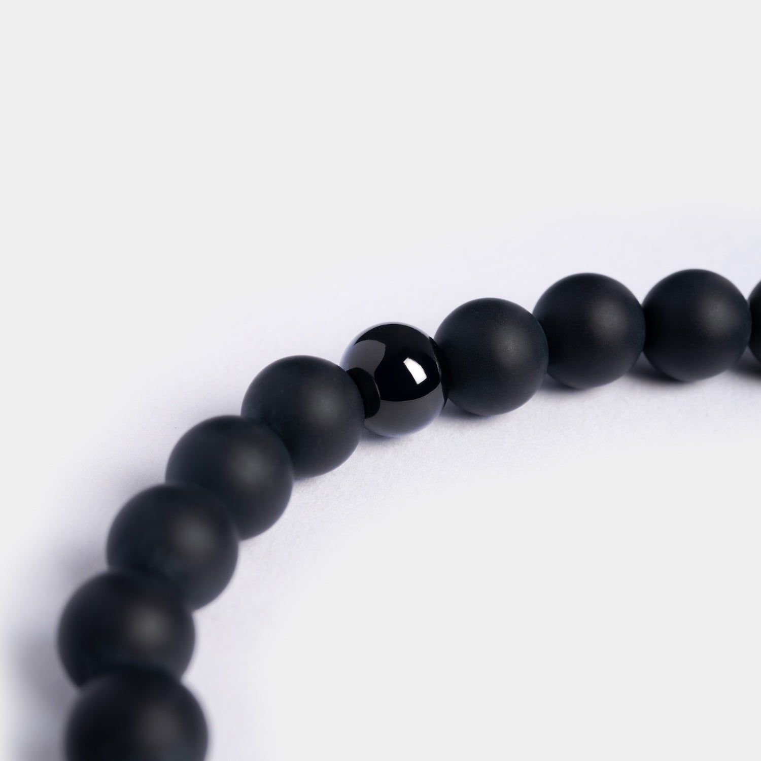 Black beaded onyx bracelet made in Italy