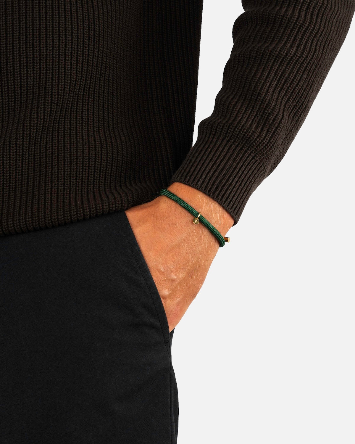 Nylon rope bracelet in green for men