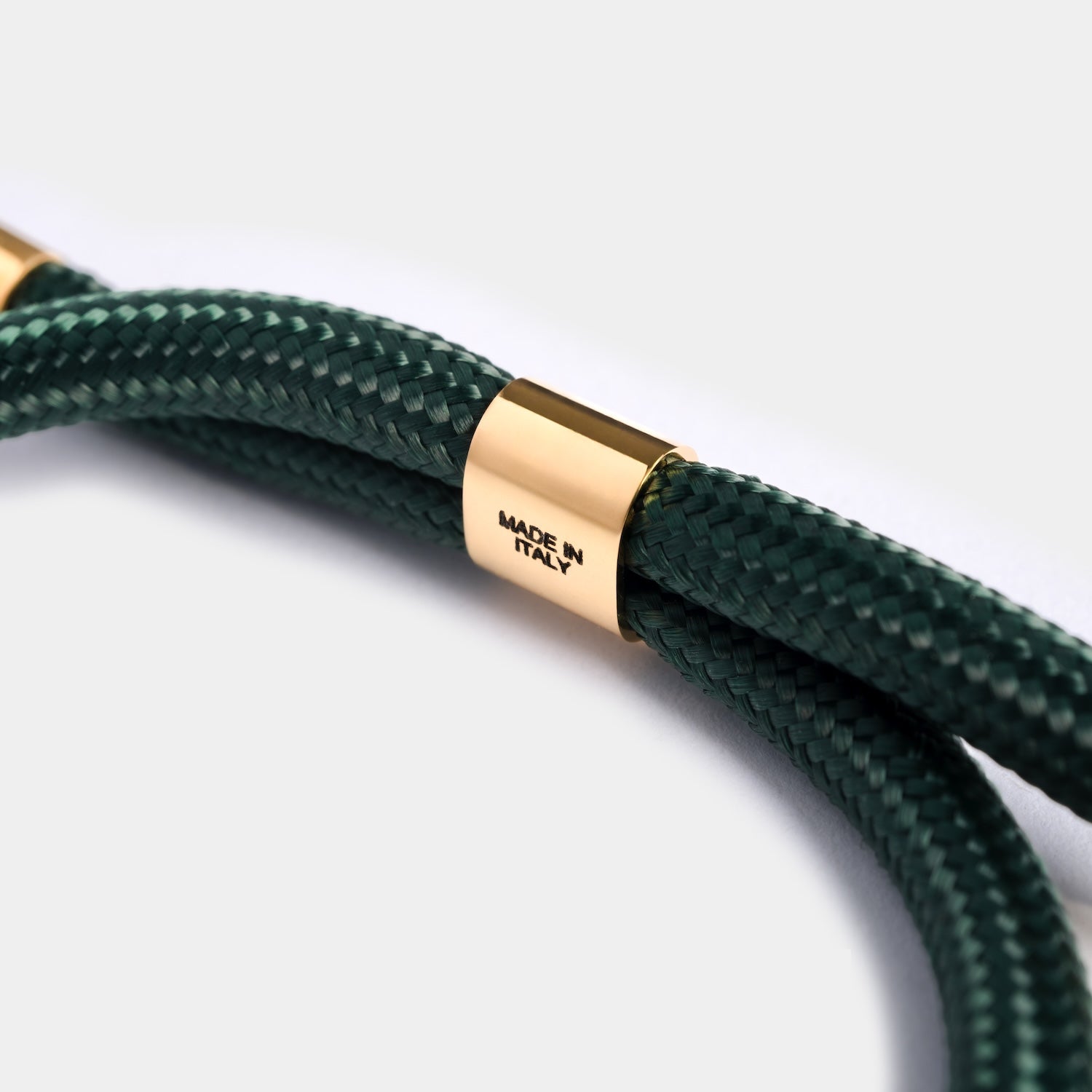 Green nylon rope with 18K gold fully made in Italy