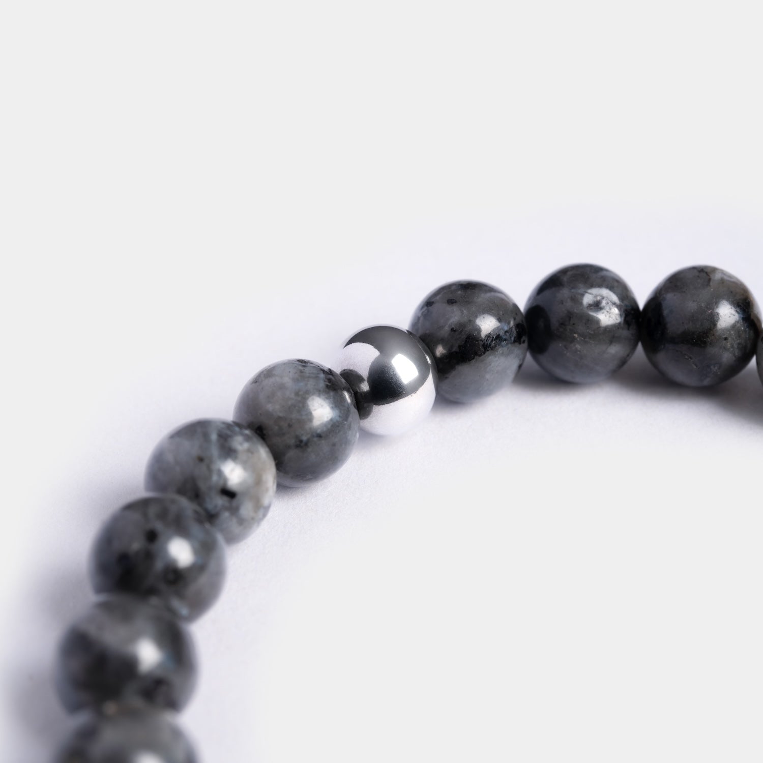 Grey beaded labradorite bracelet made in Italy