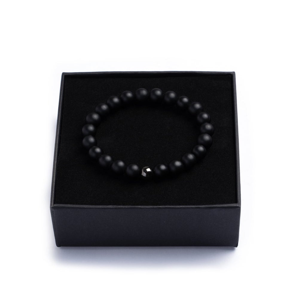 Black Beaded Onyx Bracelet in Giftbox