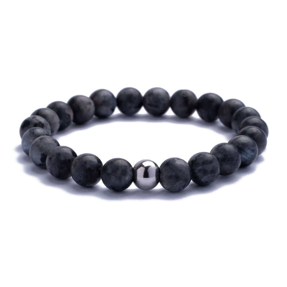 Grey Beaded Bracelet for Men