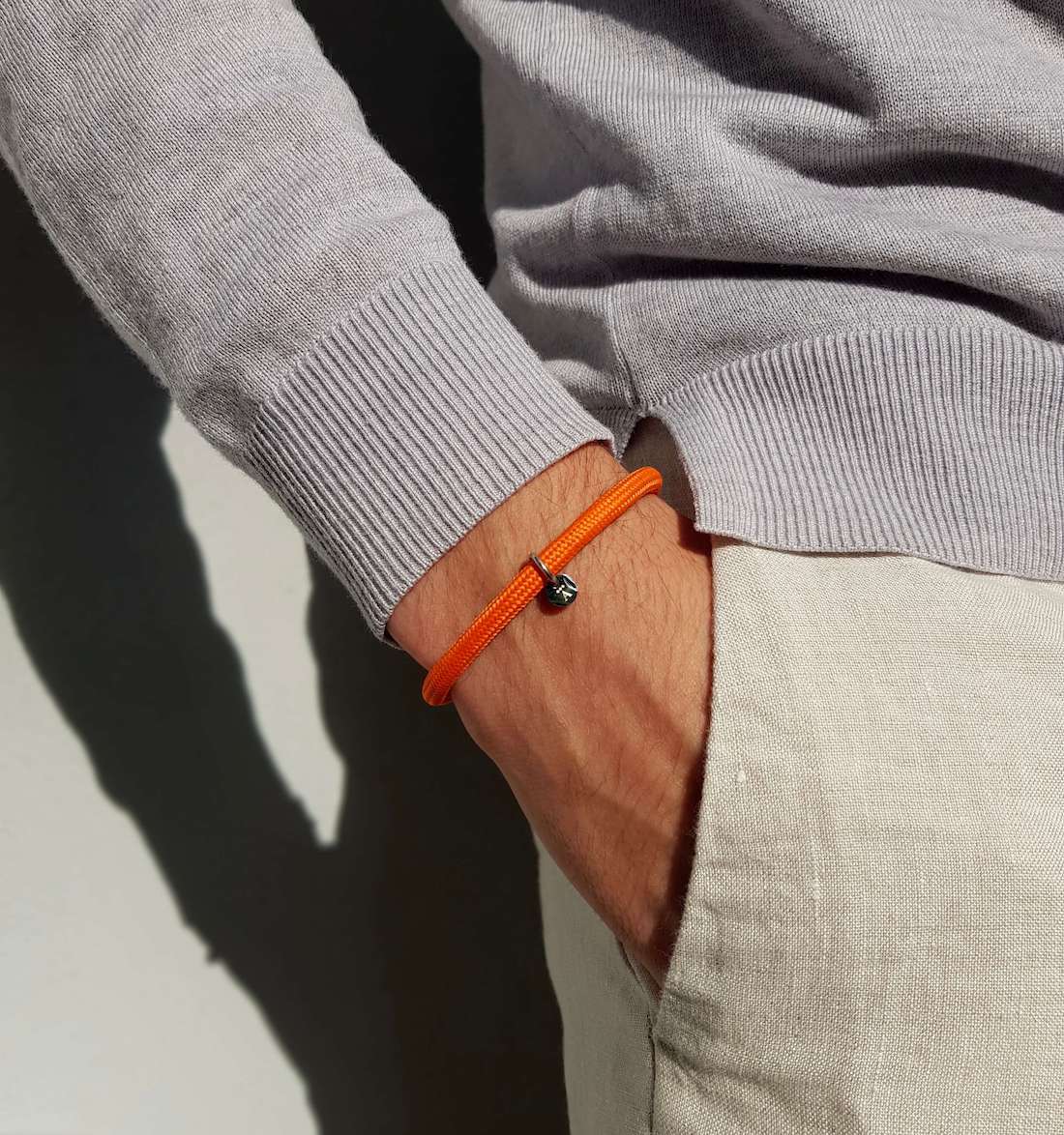 Nylon rope bracelet in orange for men